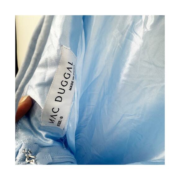 Mac Duggal 67911 Lace-Up Open-Back Formal Dress Powder Blue Size 8 NWT - Picture 13 of 15